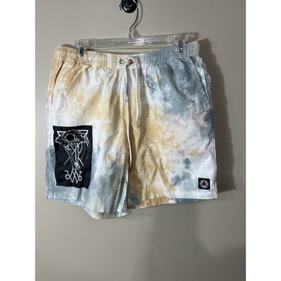 Welcome Skateboards Men's Yellow Blue Tie Dye Shorts Large - Picture 1 of 15